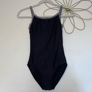 Black Wear Moi leotard with grey trim